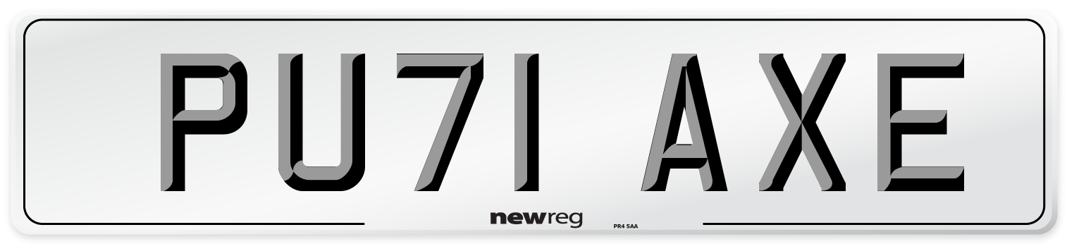 PU71 AXE Number Plate from New Reg